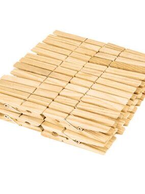 LOLA Wood Spring Clothespins Moisture Resistant Hard Wood Spring Clips - 50ct